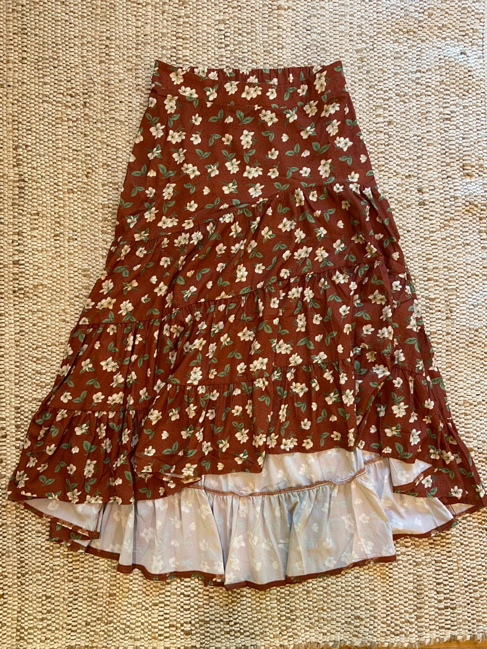 Petal & Pup Rust Floral High-Low Tiered Skirt